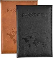 [XYTAHDM] Passport Cover PU Leather Passport Holder Case for Passport Credit Cards ID Cards Travel Documents Pack of 2