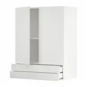 METOD / MAXIMERA wall cabinet w 2 doors/2 drawers, white/Stensund white, 80x37x100 cm