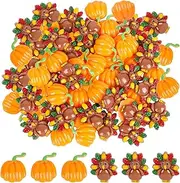 FOIMAS Fall Resin Flatback Charms,50pcs Pumpkin Turkey Slime Embellishment Resin Miniatures for Thanksgiving Craft Ornament Supply