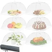 Mesh Food Covers for Outdoors - Upgraded 6 Pack Large 17x17 in Outdoor Party Food Cover Tent Collapsible Picnic Nets Umbrella Screen Pop Up Food Dome for Outside (White)