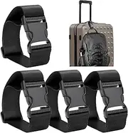Frienda 4 Pieces Add a Bag Luggage Strap Adjustable Suitcase Belt Straps Accessories for Travel and Trip Black