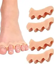 CULEB Toe Separator, Hallux Valgus Correction, Toe Separator for Men and Women, Used for Yoga Exercises, Foot Correction, Relief of Hammer Toes and Hallux Valgus (2 Pairs, Beige)