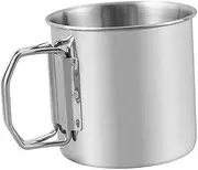 harayaa Camping Cup Camping Mug Folding Handle Stainless Steel Portable Cup Outdoor Cups for Picnic Outdoor Cooking Camping Campfire Backpacking, 600ml