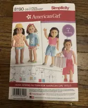 Simplicity 8190 American Girl 18" Doll Dress Clothes Sewing Pattern Uncut