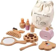 Wooden Makeup Toy Set, Early Learning Pretend Play Beauty Kit, Styling Tools and Cosmetics Playset for Girls, Interactive Makeup Set for Toddler 4 to 6 Years Old, Imaginative Game