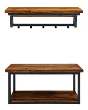 Alaterre Claremont 40in Rustic Wood Coat Hook and Bench Set