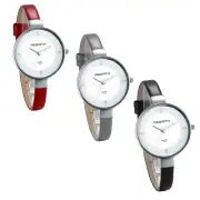 Womens 8MM Ultra Thin Leather Band Watches 3ATM Waterproof Quartz Wristwatch