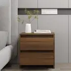 Modern Bedside Cabinets 2 Pcs Chipboard Brown Oak 2-Drawer Side Table Nightstand