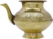 Gold Tone Brass Karwa Chauth Lota Prayer Temple Badna Pooja Kalash Water Pot