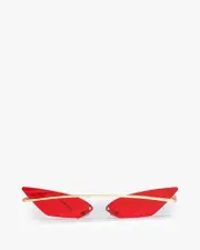 Red Pointed Cat-Eye Metal Frame Sunglasses