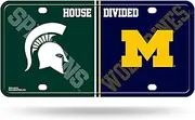Rico Industries NCAA Michigan Wolverines House Divided Metal Auto Tag 8.5" x 11" - Great for Truck/Car/SUV