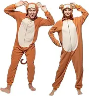 [Sincere Party] Monkey,Cow,Dalmatian,Snowman Onesie for Adults,Animal Plush Costumes for Unisex Men and Women