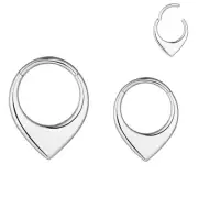 16G 5/16 8mm Titanium Flat Teardrop Hinged Segment Ring Septum Tear Drop Clicker