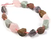[Justinstones] Mixed Gemstone Crystal Nugget Raw Graduated Beads Strand 2mm Hole Drilled Tiger Eye Amethyst Rose Quartz Agate Aventurine