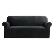 Velvet Sofa Cover Plush Couch Cover Lounge Slipcover 3 Seater Black