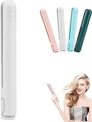 Mini Dual-Purpose Curling Iron,2 in 1 Mini Curling Wand & Flat Iron Hair Straightener,Portable Travel Curling Wand for All Hair Types (White)