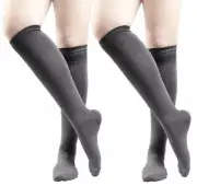 2 Pair Lg/XL Grey Graduated Compression Socks Support Stockings Men's Women's