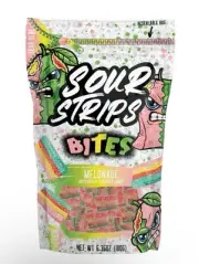 New Exclusive Sour Strips Melonade Watermelon Fruit Bites Candy 6.35oz