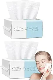 [pouxa] 2 Cotton Face Towel | 30/40 Draws Disposables Face Towel | Soft Face Wash Cloth | Lint- Face Tissue Wipes | Multi-Purpose for Skin Care and Facial Cleansing