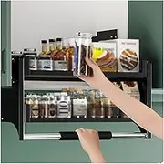 Heavy-Duty Upper Kitchen Cabinet Storage Shelf,Pull-Down Lifting Seasoning Rack,2-Tier Wall Basket,Space Saving for Home(800mm)