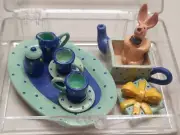 Dollhouse Miniature - Whimsical Rabbit Tea Set, 9 pieces