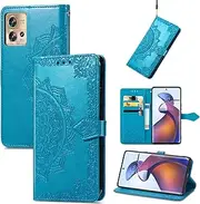 Card Slot Wallet Clip Compatible with Motorola Moto Edge 30 Edge30 Fusion Edge30Fusion Shockproof Stand Holder Flip Cover Leather Case Business Phone Shell (Blue,Moto Edge 30 Fusion)
