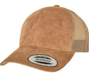 Flexfit Suede Leather Trucker Cap Vintage Baseball Hat Cap Coyote