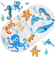 Mumoo Bear Bath Mats for Tub Kids,Large Cartoon Non-Slip Bathroom Bathtub Kid Mat for Baby Toddler Anti-Slip Shower Mats for Floor 27inx15in,Machine Washable XL Size Bathroom Mats (Blue)