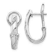 Solid 14k White Gold Simulated CZ Omega BacK Earrings