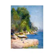 Arthur Streeton, Streetons Camp at Sirius Cove, Lustre Canvas Print, 18" x 24"