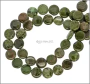 16" Green Forest Jasper Round Coin Beads 10mm #69137