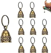 Vintage Bell Rustic Decorative Bell, Hanging Copper Bells Ornaments for Wind Chimes | 10x Cowbell Door Decorative Ornaments for Home, Bedroom, Patio, Living Room