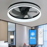 20" Modern Ceiling Fans with Lights and Remote, Flush Mount Bladeless Dimmabl...