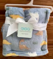*Dinosaur Blue Baby Blanket New Soft Plush 30"x40" Multicolor Dinos Boys