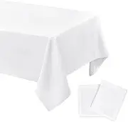 DWCN 2 Pack White Table Cloth Wipe Clean Tablecloth Water Resistant 130x180cm(51x71inch), Rectangle Outdoor Table Cloth Party Birthday Table Cloth for Home Dinning Table, Wedding Christmas Decorations