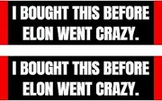2 Pack Anti Elon Bumper Sticker - I Bought This Before We Knew Elon was Crazy!Funny Tesla Club Car Sticker Elon Regret! Model X Y 3 S Vinyl Window Cling Decal ﻿ (Elon Went Crazy)