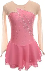 [Zagitova] Girl's Figure Skating Dress Rhinestones Decorate Stretchy Women's Ice Skating Dress for Competition Performance
