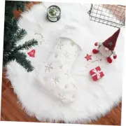 Christmas Tree Skirt,White Round Faux Fur Plush Xmas Tree Skirts Small Mat