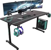 [EUREKA ERGONOMIC] Gaming Desk 60" Home Office Computer Desk, New Polygon Legs Design, Captain Series (60 Inch, Black)