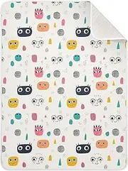 Muslin Swaddle Blanket Cozy Blanket for Baby boy for Nursery Stroller Crib 30x40in (Cartoon Funny Geometic White)
