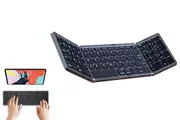 Foldable Wireless Portable Travel Bluetooth Keyboard With Numeric Keypad For IOS Android-Black