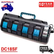 4-Port Battery Charger For Makita 18V Lithium BL1830B BL1860 DC18SF 14.4V-18V 3A
