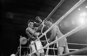 George Foreman Punching Muhammad Ali By The Ropes 1974 Old Boxing Photo