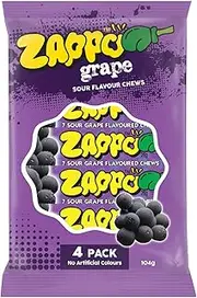 ZAPPO Sour Grape Flavoured Chews - 4 Pack (104g)
