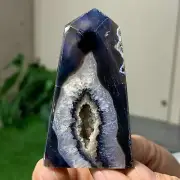 62G Natural black blossom stripe agate Obelisk Quartz Crystal Tower Healing