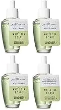Bath & Body Works 4 Pack White Tea & Sage Wallflowers Fragrance Refill. 0.8 Fl Oz.