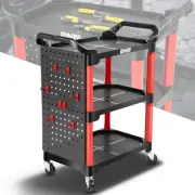 3-Level 260 LBS Composite Workshop Tool Trolley w/ Hanging Board Mobile Casters