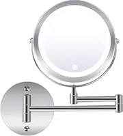 Wall Mounted Makeup Mirror, 1X/10X Magnification 360 Degree Rotation Double Sided LED Lighted Vanity Mirrors for Bathroom AC Adapter or Battery Operated
