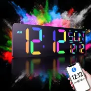 16.5" Bluetooth Large LED Digital Wall Clock, RGB Color Changing, Count Up/Do...
