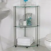 Convenience Concepts Classic Three-Tier Corner Shelf in Clear Glass